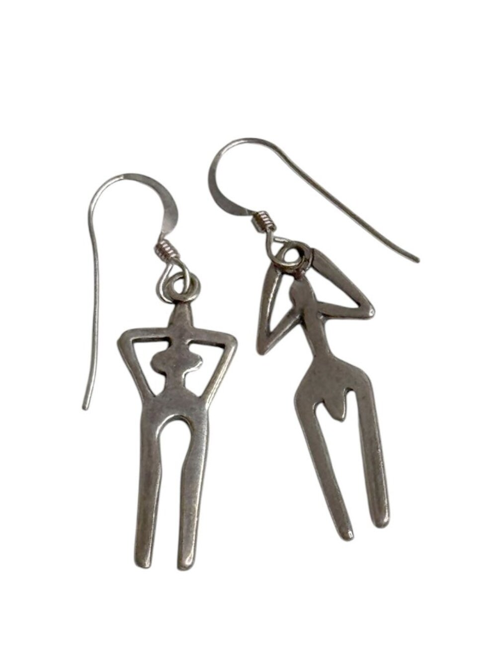 Sterling silver 925 indigenous figure couple dangle earrings - Picture 2 of 7